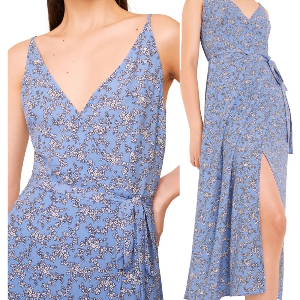 French Connection Blue Floral Wrap Dress